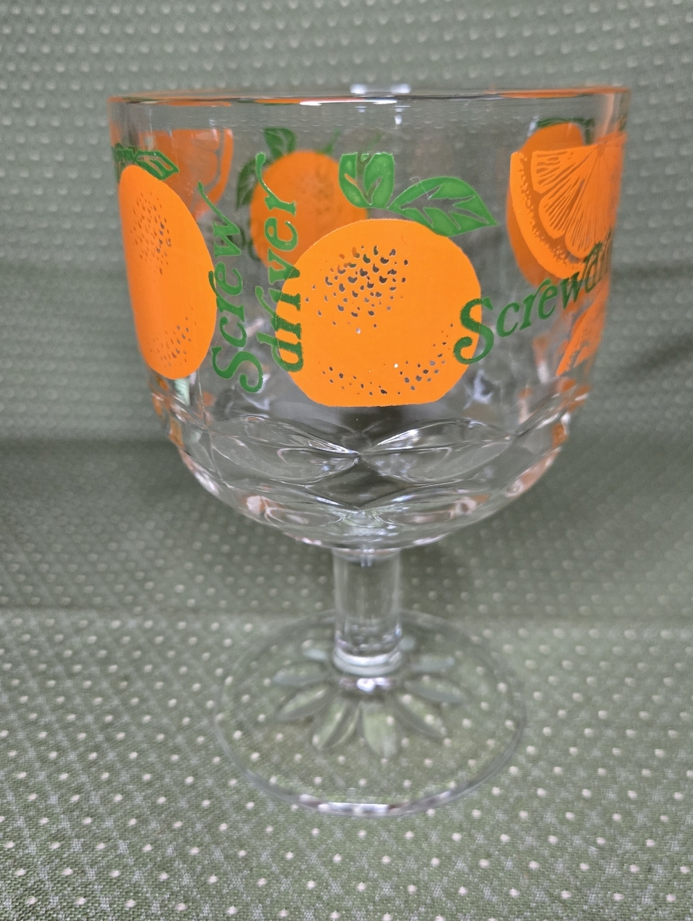 Vintage Screwdriver Cocktail Goblet With Orange Design - Picture 5 of 9